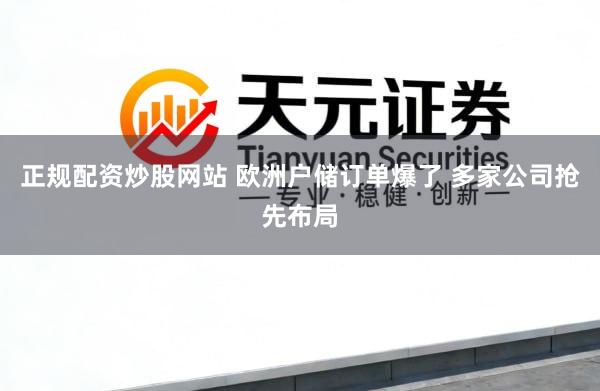 正规配资炒股网站 欧洲户储订单爆了 多家公司抢先布局